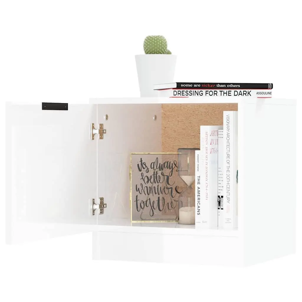 Bedside Cabinets White Nightstand Storage End Table Set 2 Piece Engineered Wood