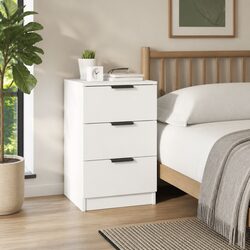 Charming White Bedside Cabinet with Storage Drawers