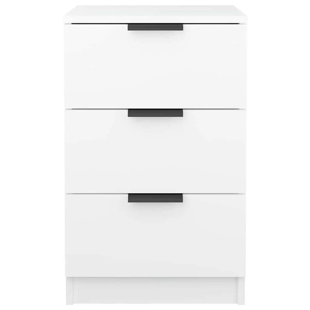 Bedside Cabinet White Engineered Wood 40x36x65cm Storage Nightstand with 3 Drawers