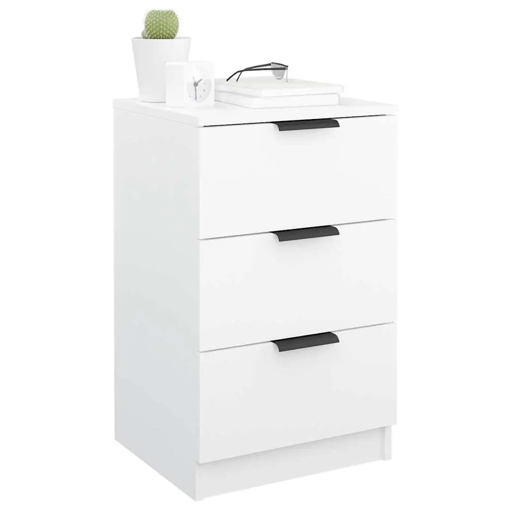 Bedside Cabinets 2 pcs White Bedroom Storage Drawers Nightstand 40x36x65 cm
