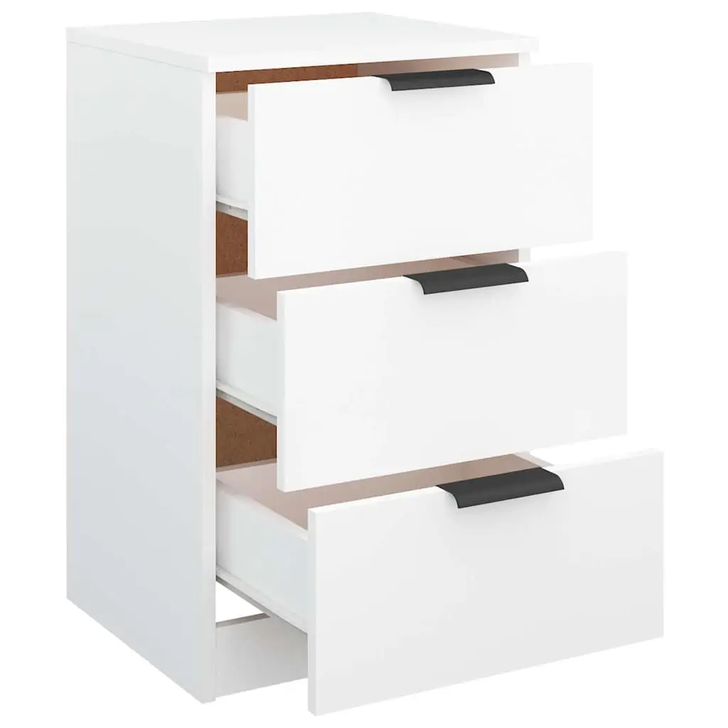 Bedside Cabinets 2 pcs White Bedroom Storage Drawers Nightstand 40x36x65 cm