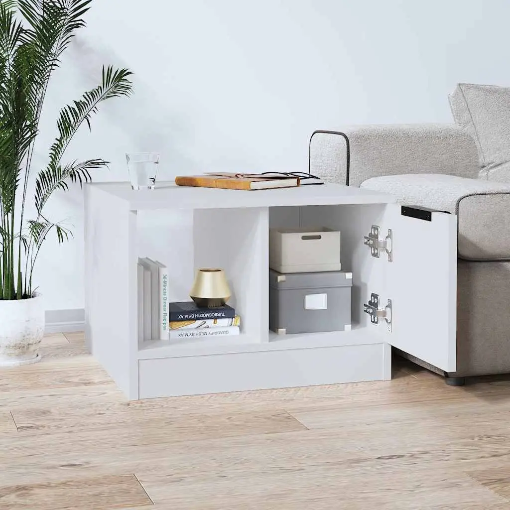 Coffee Table White Engineered Wood 50W x 50D x 36H cm Storage Compartments