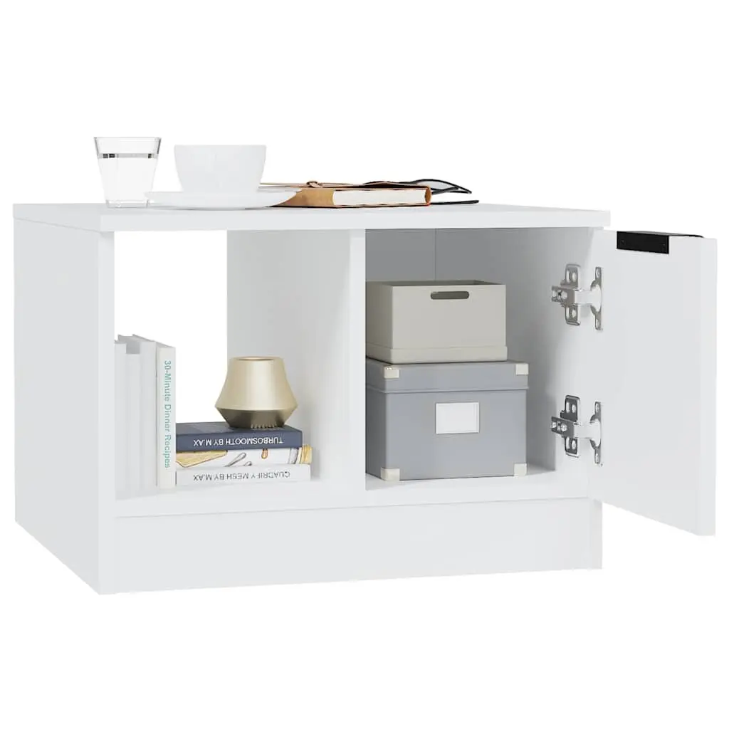 Coffee Table White Engineered Wood 50W x 50D x 36H cm Storage Compartments
