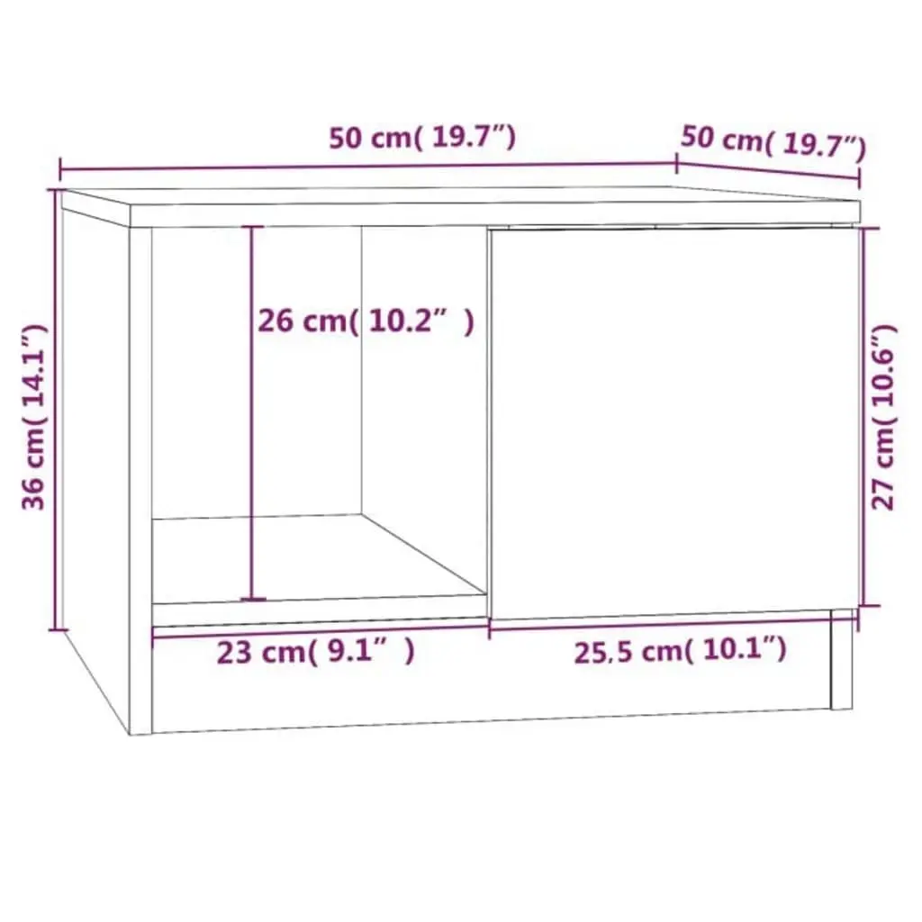 Coffee Table White Engineered Wood 50W x 50D x 36H cm Storage Compartments