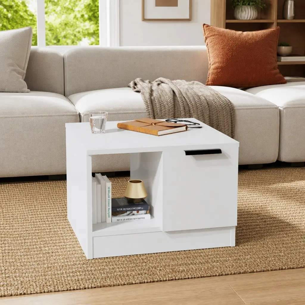 Coffee Table High Gloss White 50x50x36 cm Engineered Wood