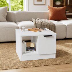High Gloss White Coffee Table with Storage for Living Room