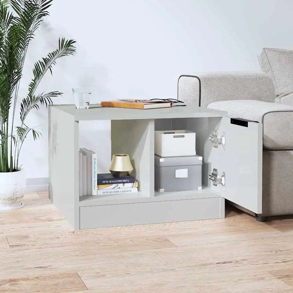 Coffee Table High Gloss White 50x50x36 cm Engineered Wood