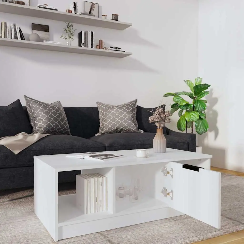 Coffee Table White 102 x 50 x 36 cm Engineered Wood