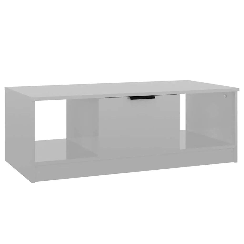 Coffee Table High Gloss White Modern 102L x 50W x 36H cm Engineered Wood