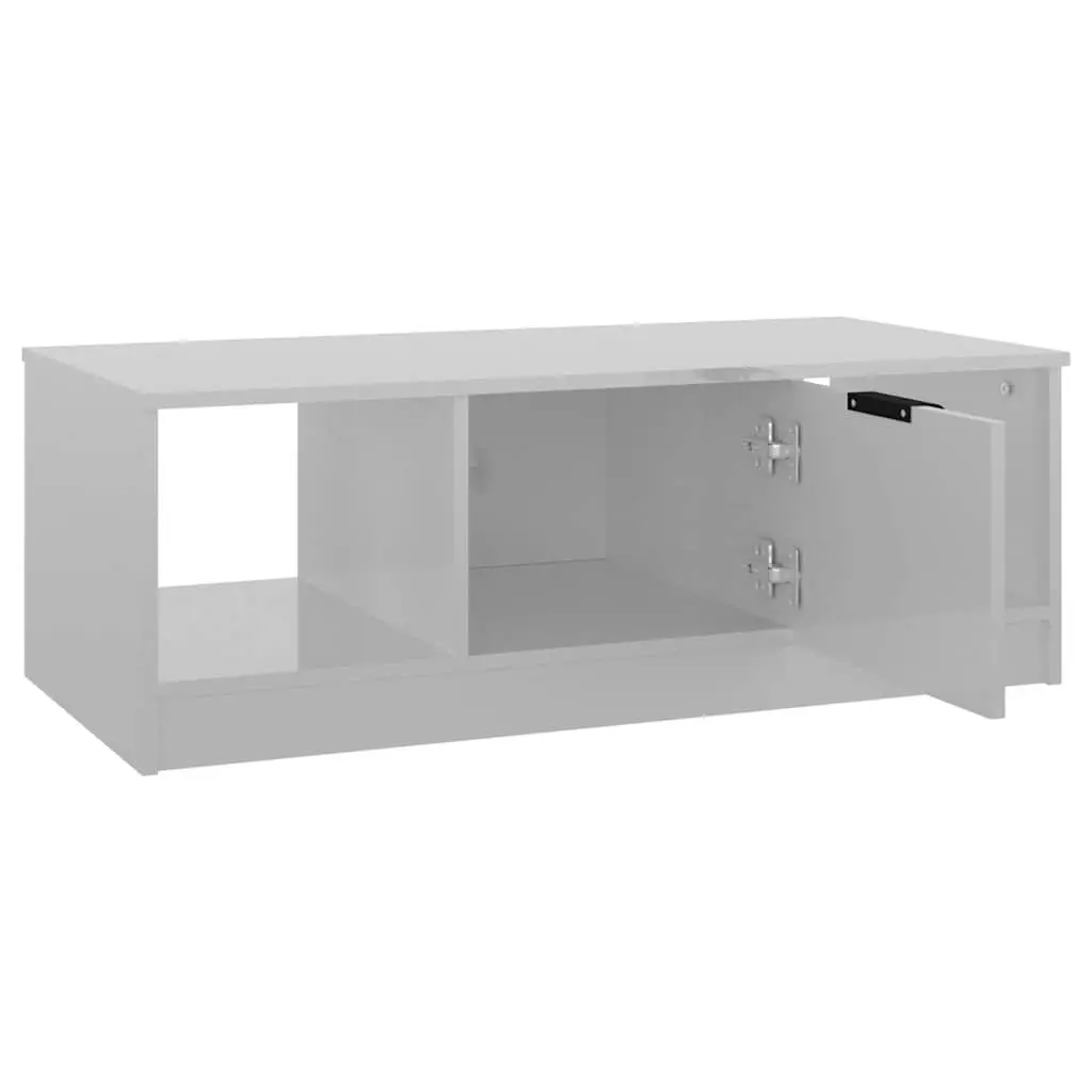 Coffee Table High Gloss White Modern 102L x 50W x 36H cm Engineered Wood