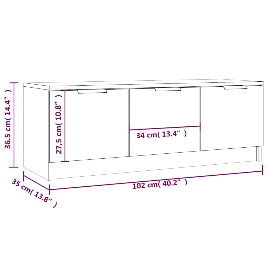White Engineered Wood TV Cabinet 102x35x36.5 cm
