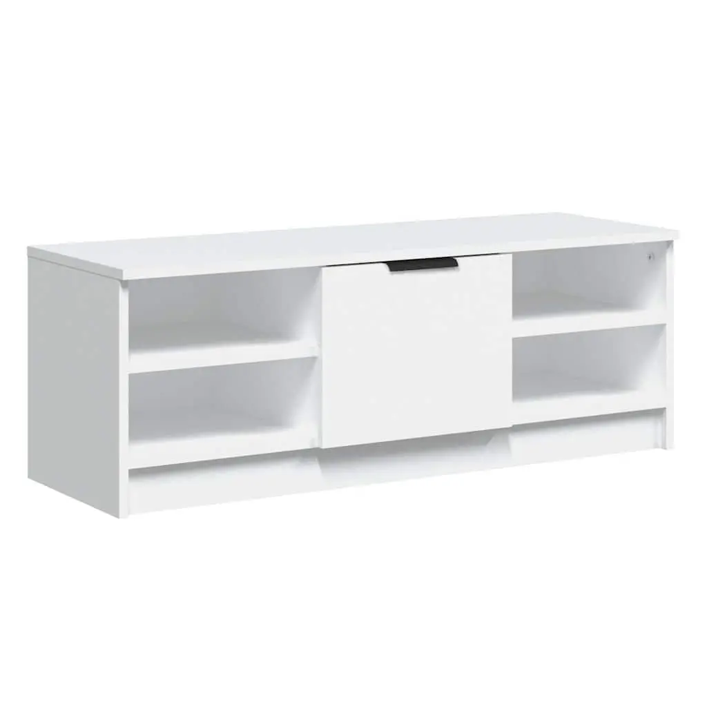 TV Cabinet White Engineered Wood Media Console 102cm Storage Unit