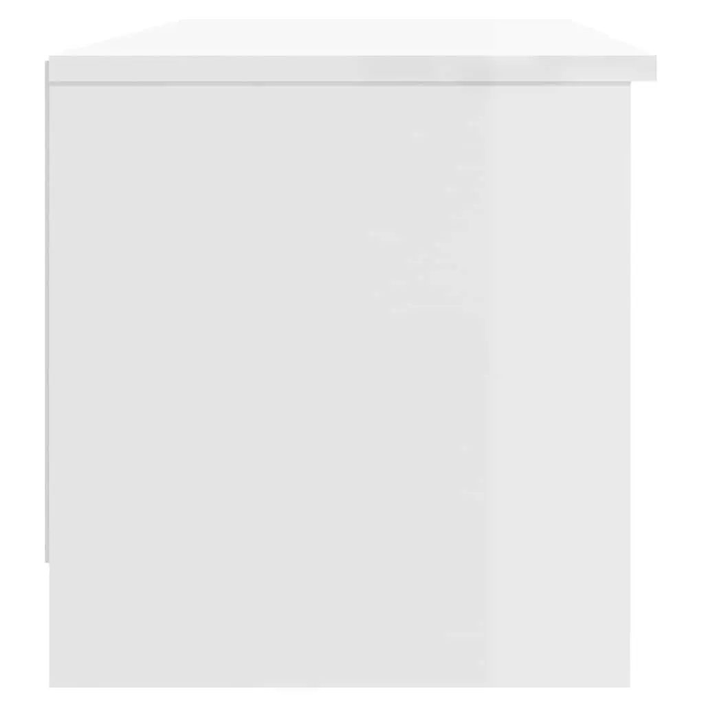 Engineered Wood TV Stand High Gloss White Media Console 102x35.5x36.5cm Storage Unit