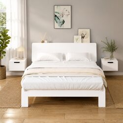 Floating Bedside Cabinets 2 pcs White Wall Storage