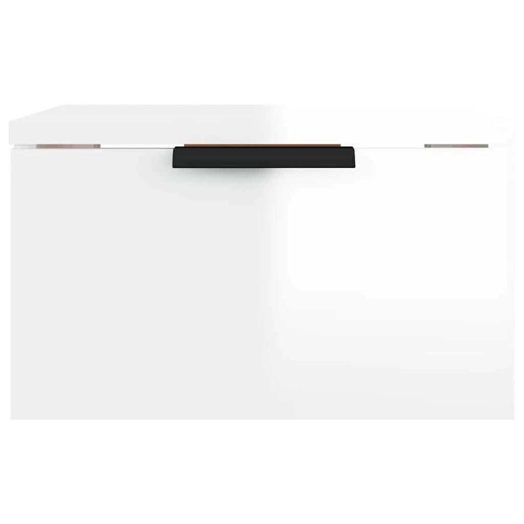 Wall-mounted Bedside Cabinets White Floating Storage Shelf Organiser 2 Piece Engineered Wood