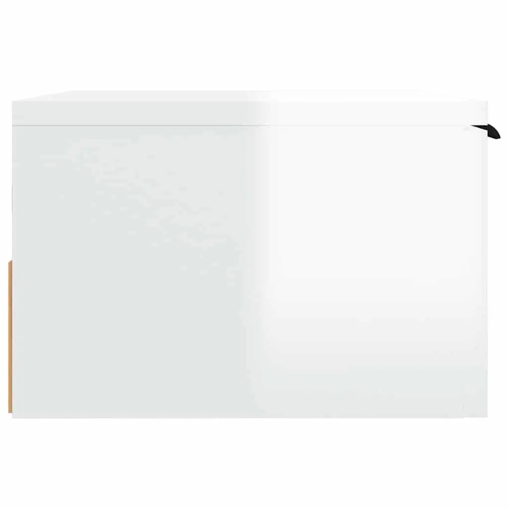 Wall-mounted Bedside Cabinets White Floating Storage Shelf Organiser 2 Piece Engineered Wood