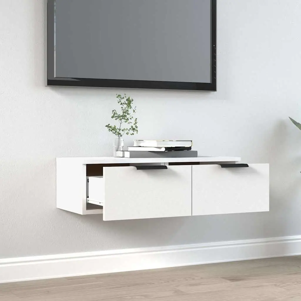 Wall Cabinet Storage White Floating Shelf 68x30x20 cm Engineered Wood Organiser