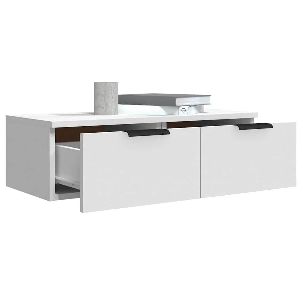 Wall Cabinet Storage White Floating Shelf 68x30x20 cm Engineered Wood Organiser