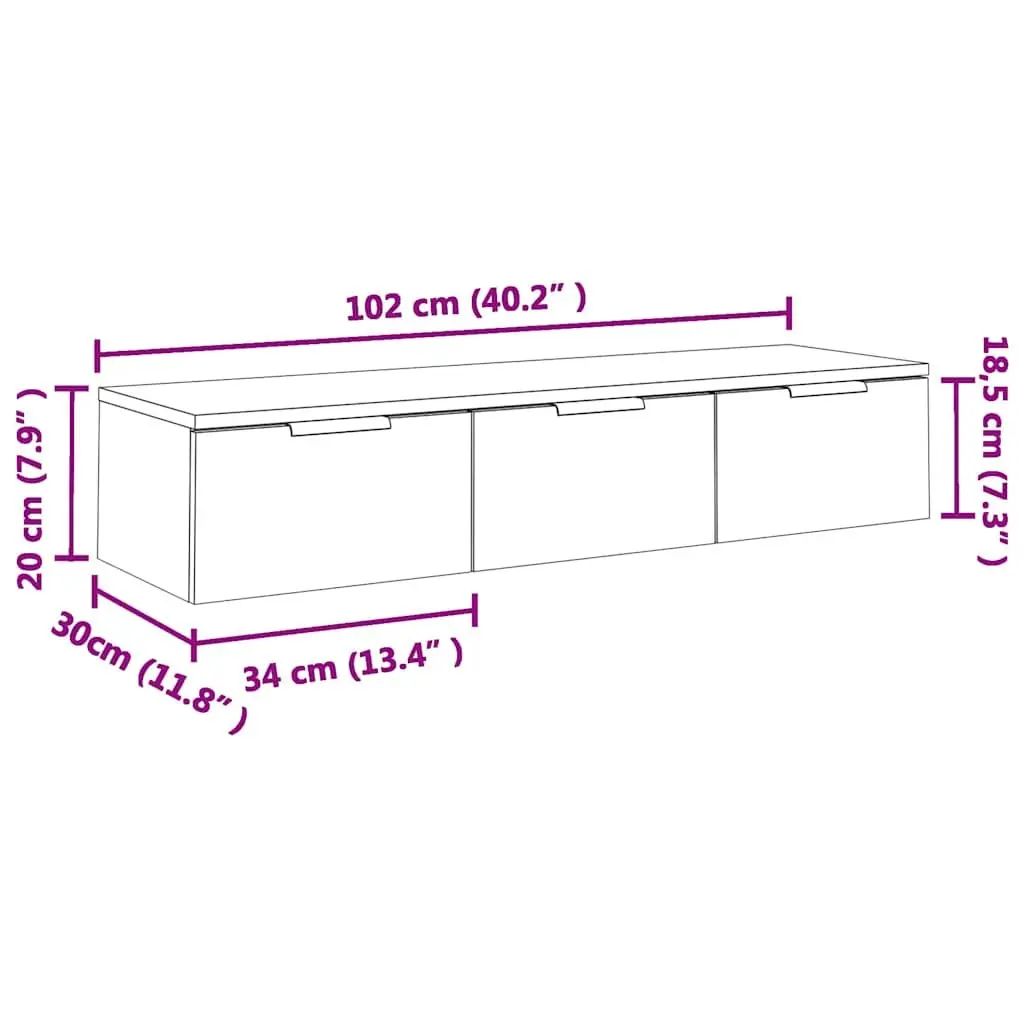 Wall Cabinet White Floating Storage Engineered Wood Shelf Hanging Cupboard 102cm