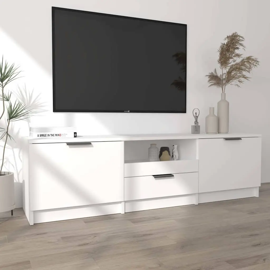 TV Cabinet White 140x35x40cm Engineered Wood Entertainment Unit Media Stand Storage Sideboard