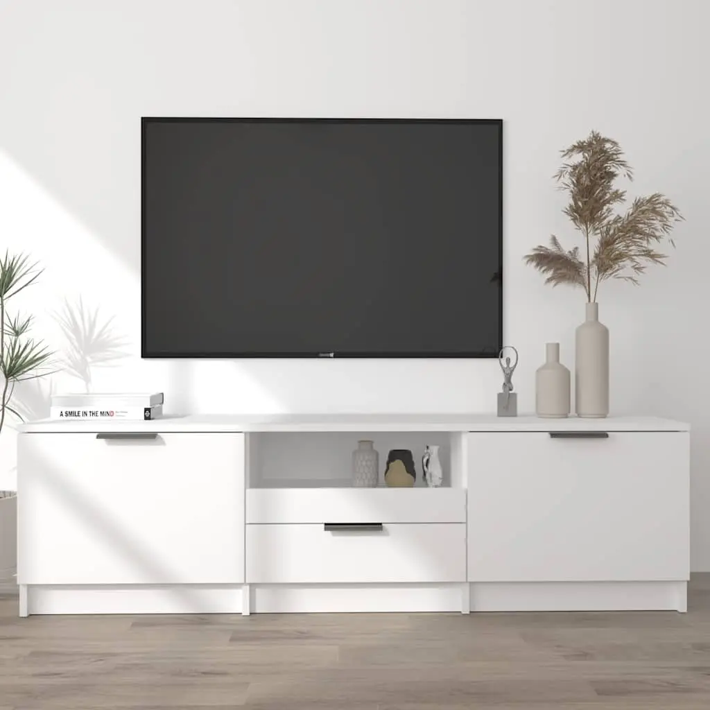 TV Cabinet White 140x35x40cm Engineered Wood Entertainment Unit Media Stand Storage Sideboard