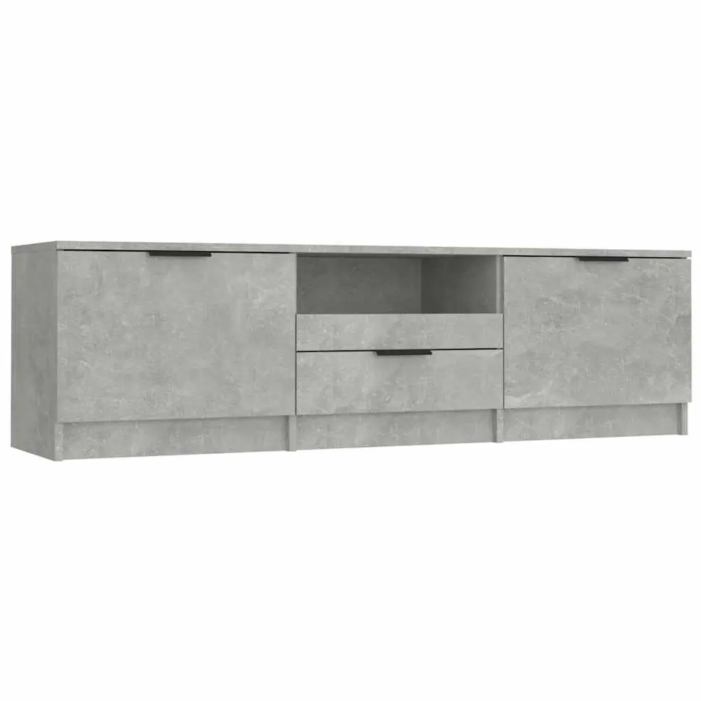TV Cabinet Grey Engineered Wood Modern 140 x 35 x 40 cm Storage Unit Three Compartments Drawer