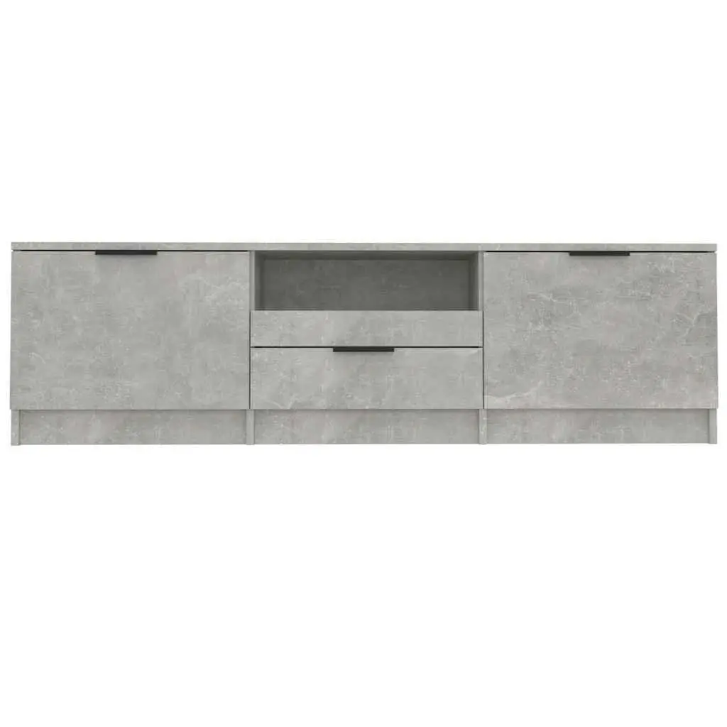 TV Cabinet Grey Engineered Wood Modern 140 x 35 x 40 cm Storage Unit Three Compartments Drawer