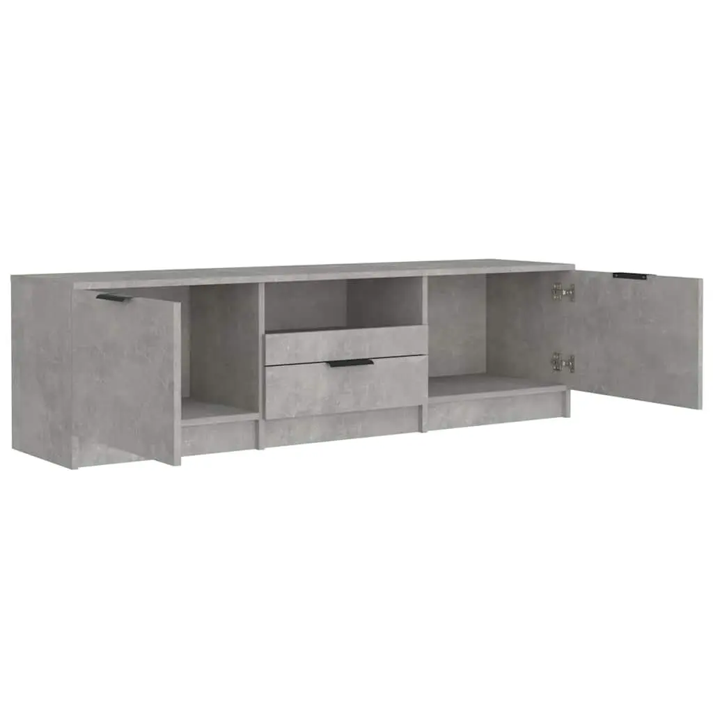 TV Cabinet Grey Engineered Wood Modern 140 x 35 x 40 cm Storage Unit Three Compartments Drawer