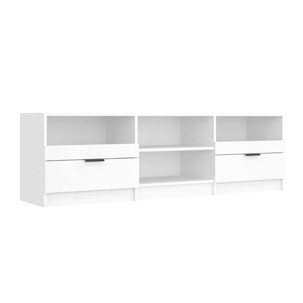 Engineered Wood TV Cabinet White Storage Unit with Drawers and Shelves 150x33.5x45cm