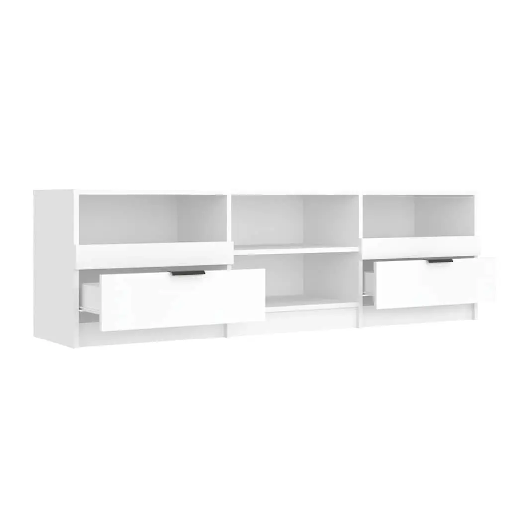 Engineered Wood TV Cabinet White Storage Unit with Drawers and Shelves 150x33.5x45cm