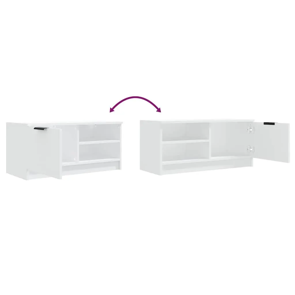 TV Cabinet White Engineered Wood Storage Unit with Shelves and Compartment for Living Room Media 80 x 35 x 36.5 cm