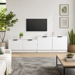 Elegant White Engineered Wood TV Cabinet with Storage