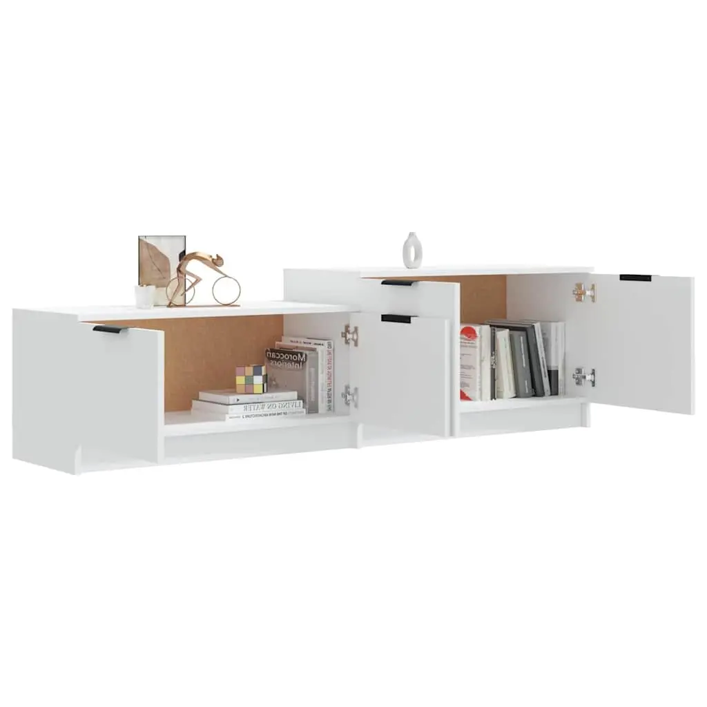 White Engineered Wood TV Cabinet with Storage