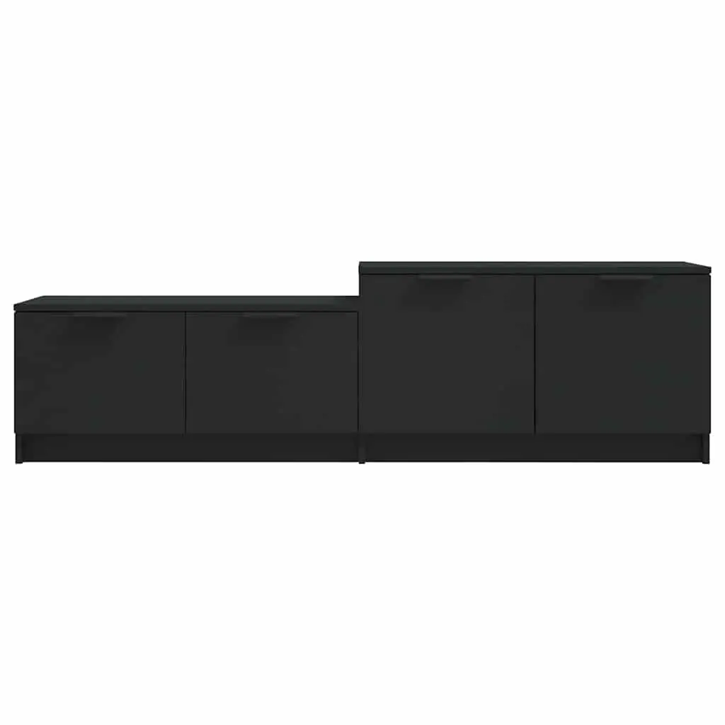 TV Cabinet Black Engineered Wood 158.5 x 36 x 45 cm Storage Unit with Doors and Compartments for Living Room Media