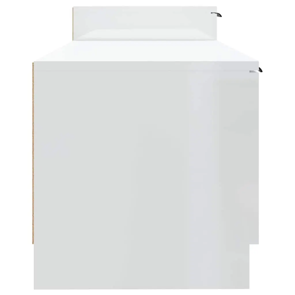 TV Cabinet White High Gloss Modern Storage Unit with Doors Compartments Engineered Wood