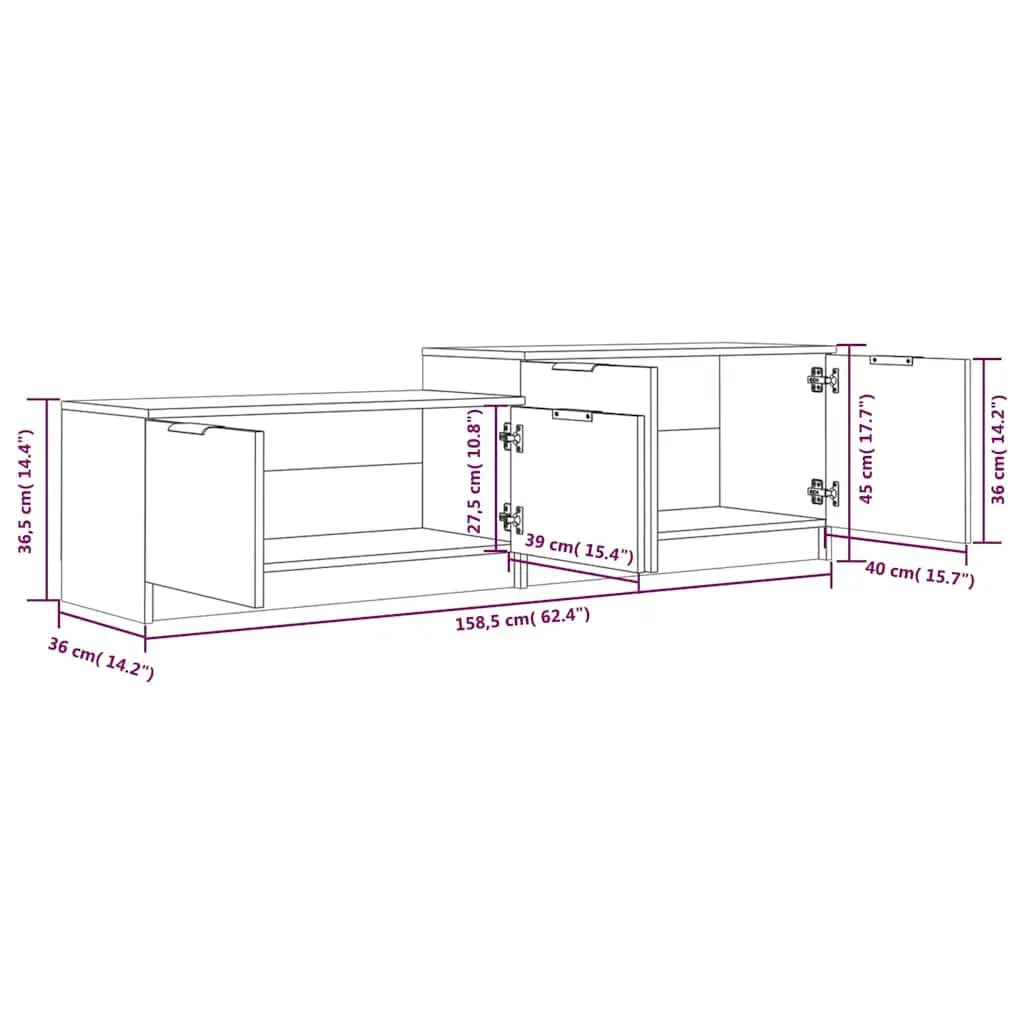 TV Cabinet White High Gloss Modern Storage Unit with Doors Compartments Engineered Wood