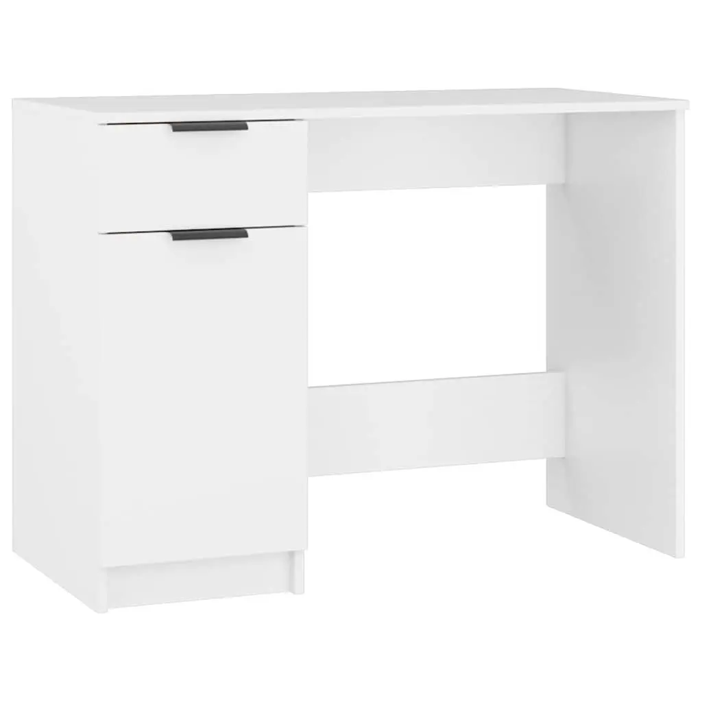 White Computer Desk with Storage Drawers 100x50x75cm
