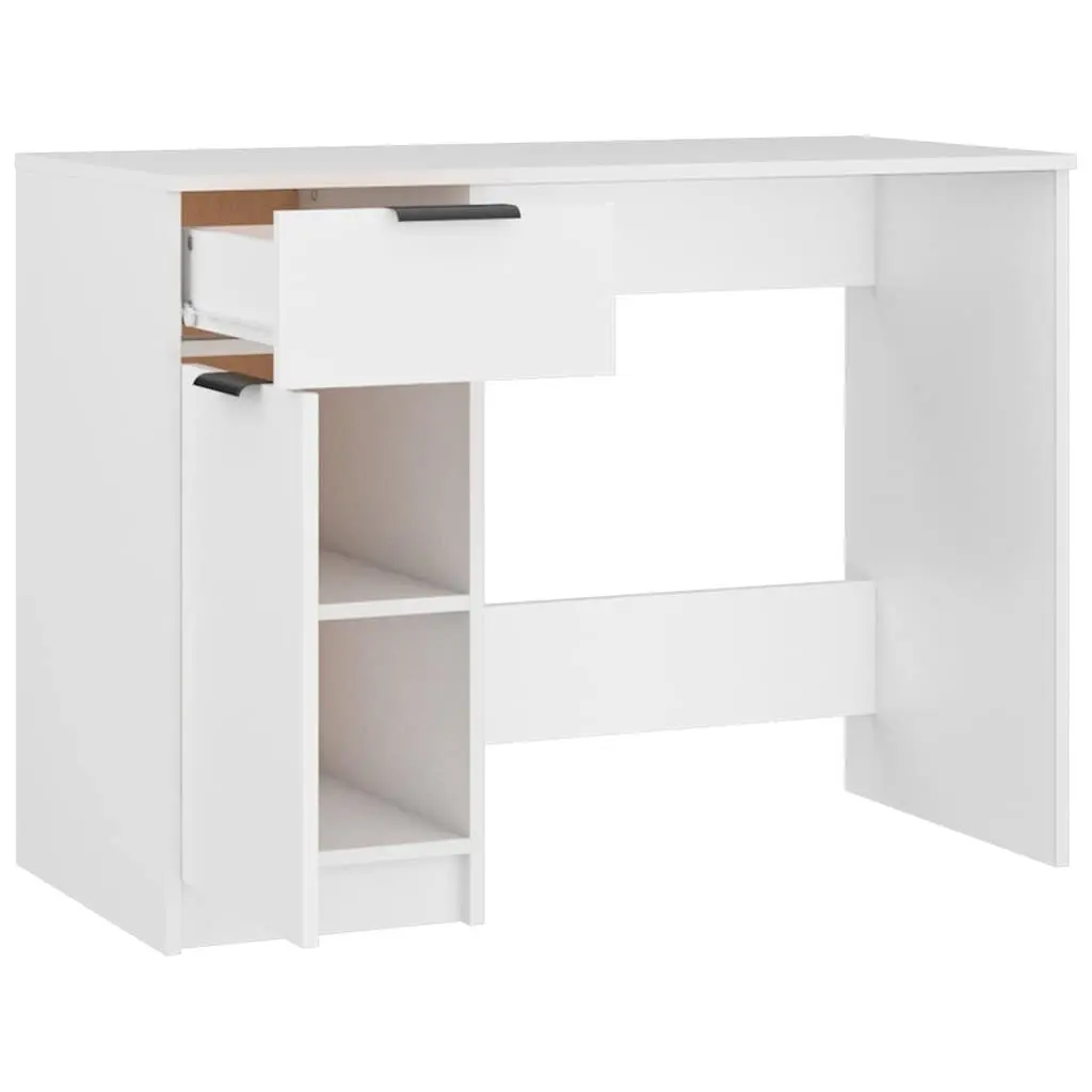 White Computer Desk with Storage Drawers 100x50x75cm