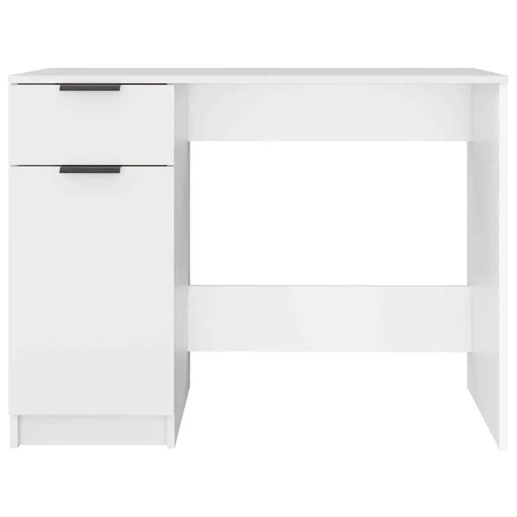 White Computer Desk with Storage Drawers 100x50x75cm