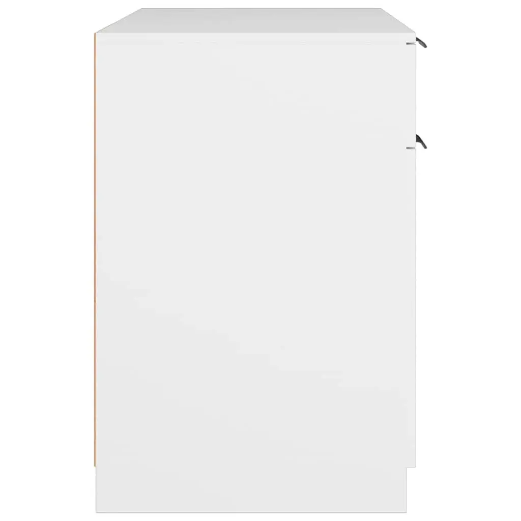 White Computer Desk with Storage Drawers 100x50x75cm