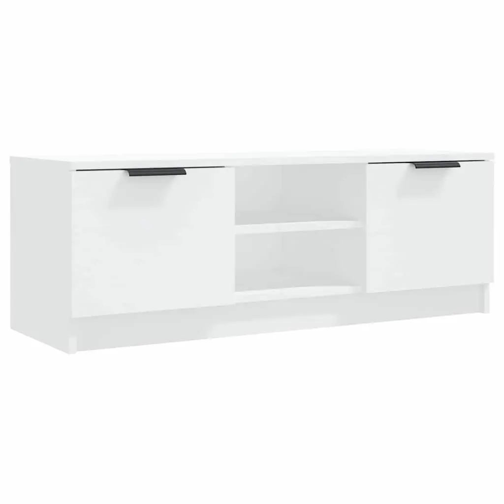 TV Cabinet White 102x35x36.5 cm Engineered Wood Storage Unit with Open Closed Compartments