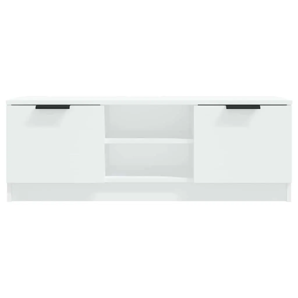 TV Cabinet White 102x35x36.5 cm Engineered Wood Storage Unit with Open Closed Compartments