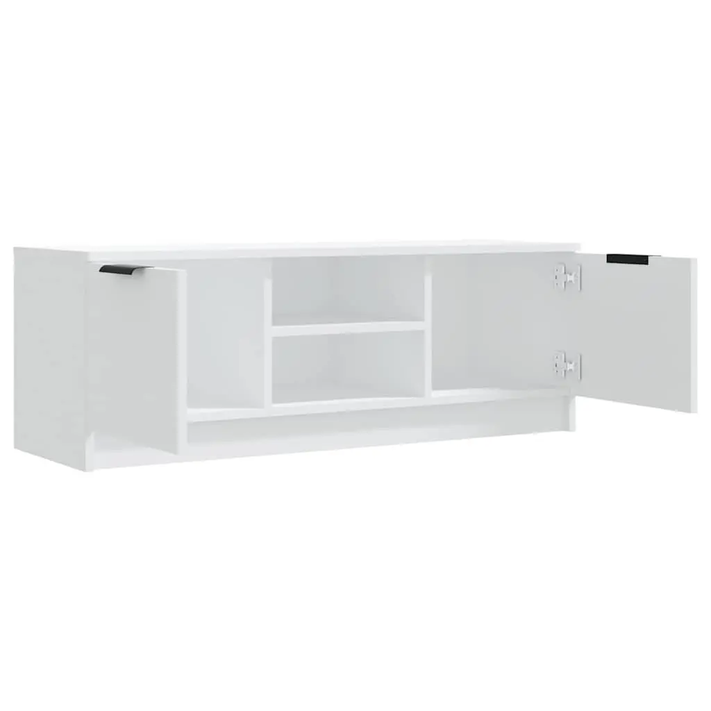 TV Cabinet White 102x35x36.5 cm Engineered Wood Storage Unit with Open Closed Compartments