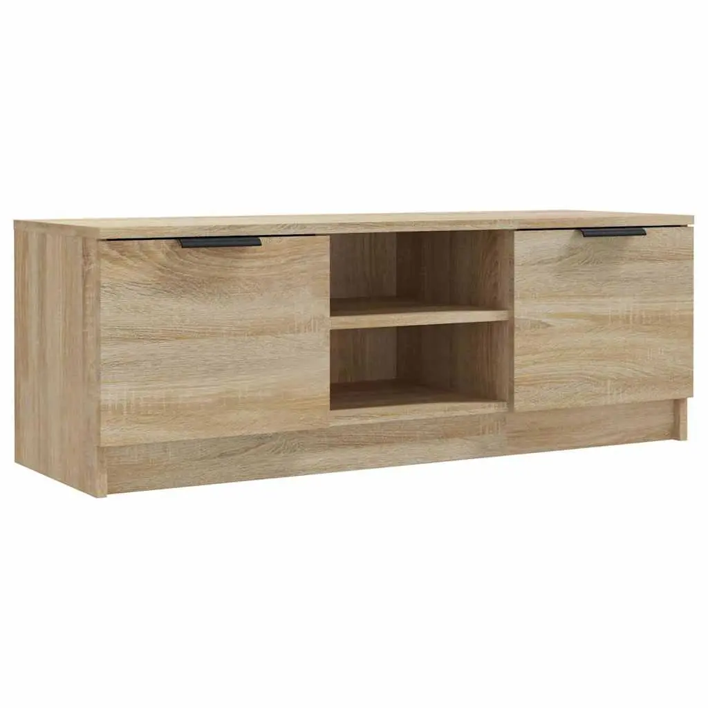 TV Cabinet Brown 102x35x36.5 cm Engineered Wood Living Room Storage Unit with Open Closed Compartments