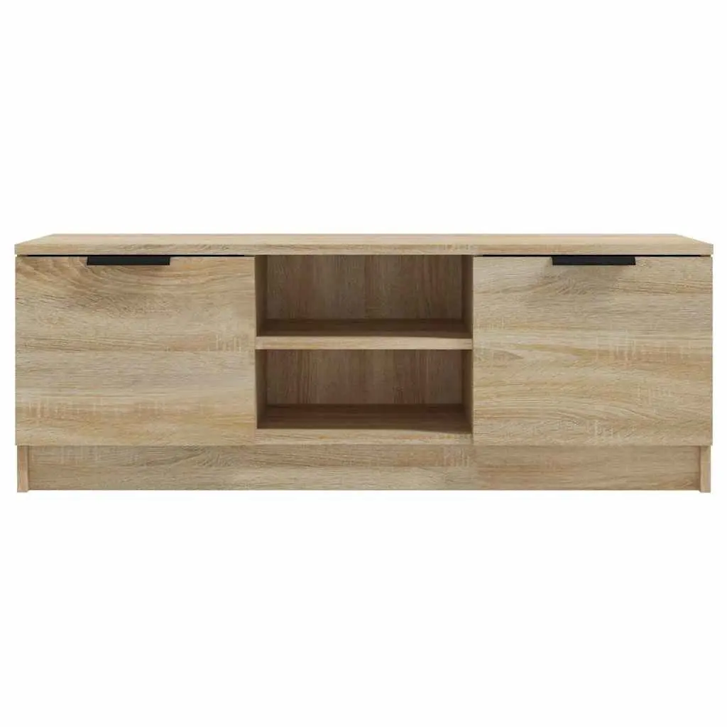 TV Cabinet Brown 102x35x36.5 cm Engineered Wood Living Room Storage Unit with Open Closed Compartments