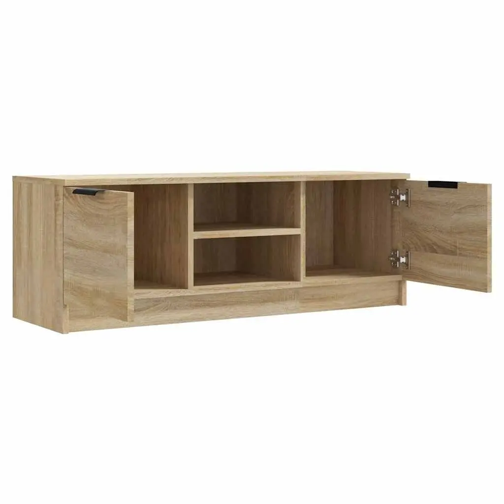TV Cabinet Brown 102x35x36.5 cm Engineered Wood Living Room Storage Unit with Open Closed Compartments
