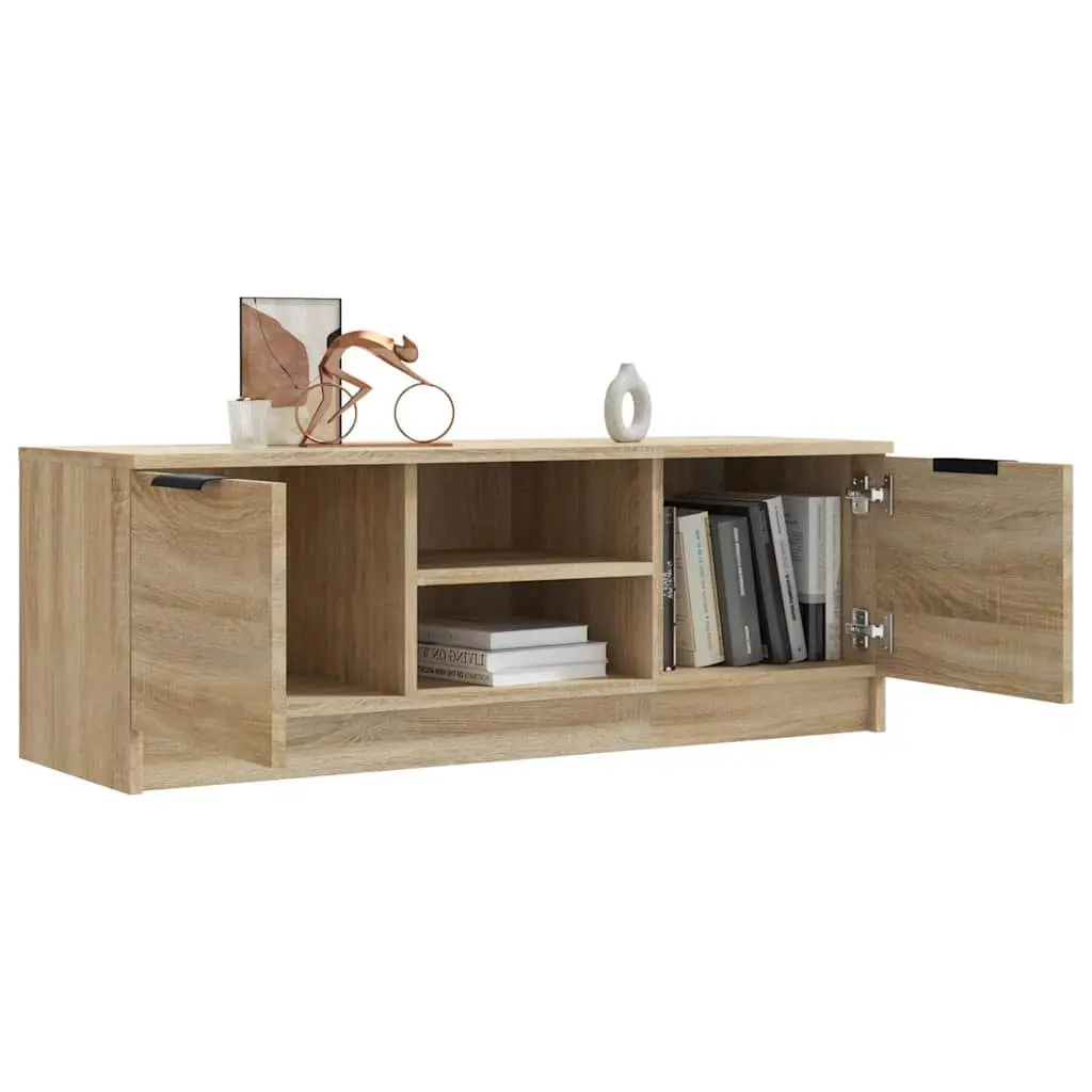 TV Cabinet Brown 102x35x36.5 cm Engineered Wood Living Room Storage Unit with Open Closed Compartments
