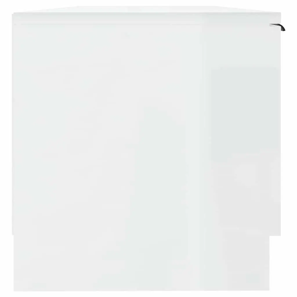 TV Cabinet White High Gloss 102cm Engineered Wood with Open Closed Compartments