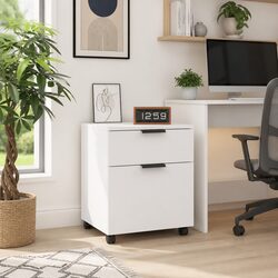 Charming Mobile File Cabinet with Wheels in White