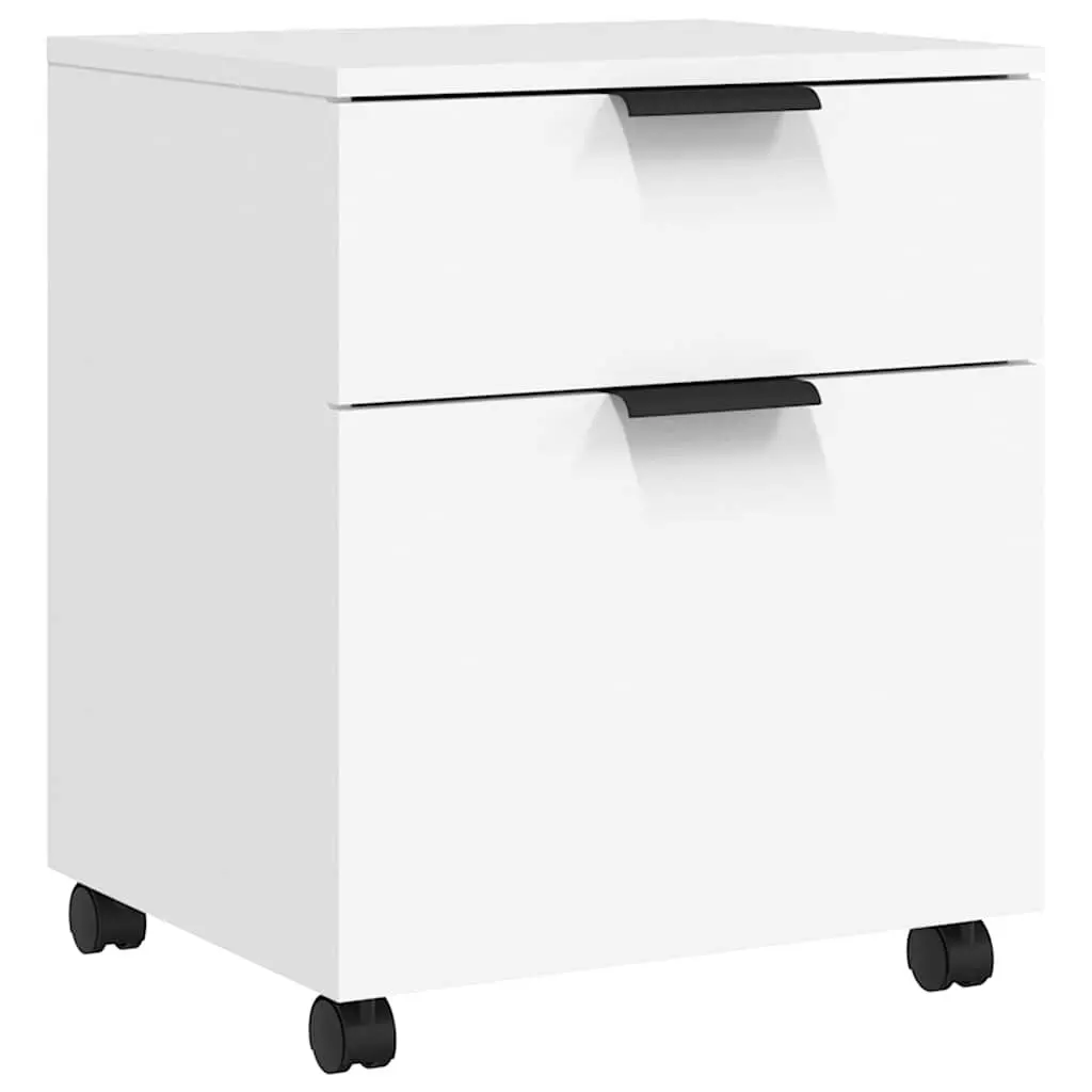 Mobile File Cabinet with Wheels White Storage Desk Organizer 45x38x54cm
